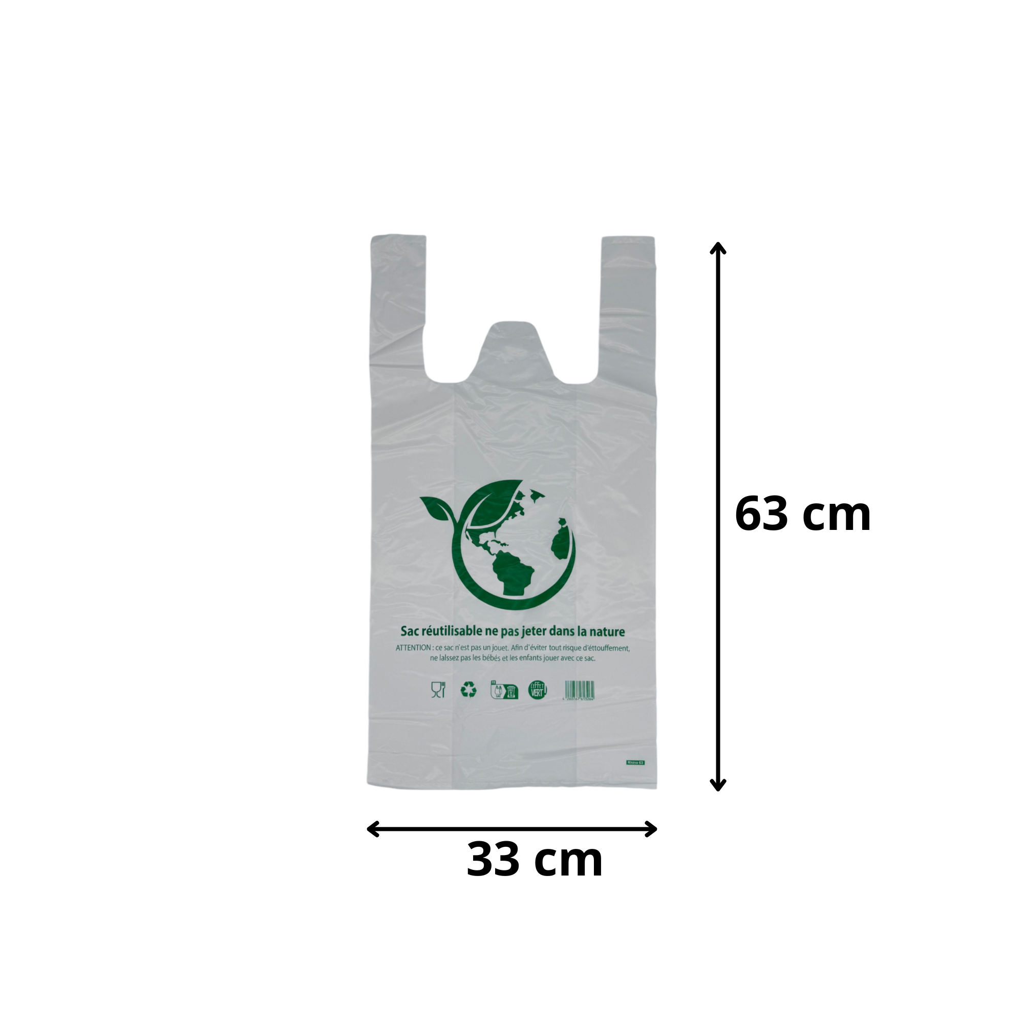 Sac plastique blanc réutilisable 33+18x63 cm